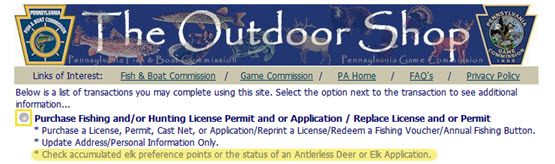 Outdoor Shop Purchase Hunting Permit